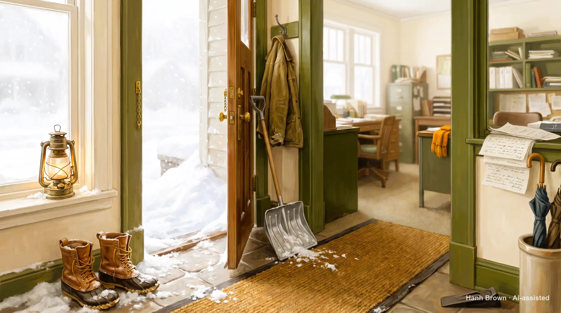 Blizzard, painted. The painted illustration for the article How to pay Medicare premiums