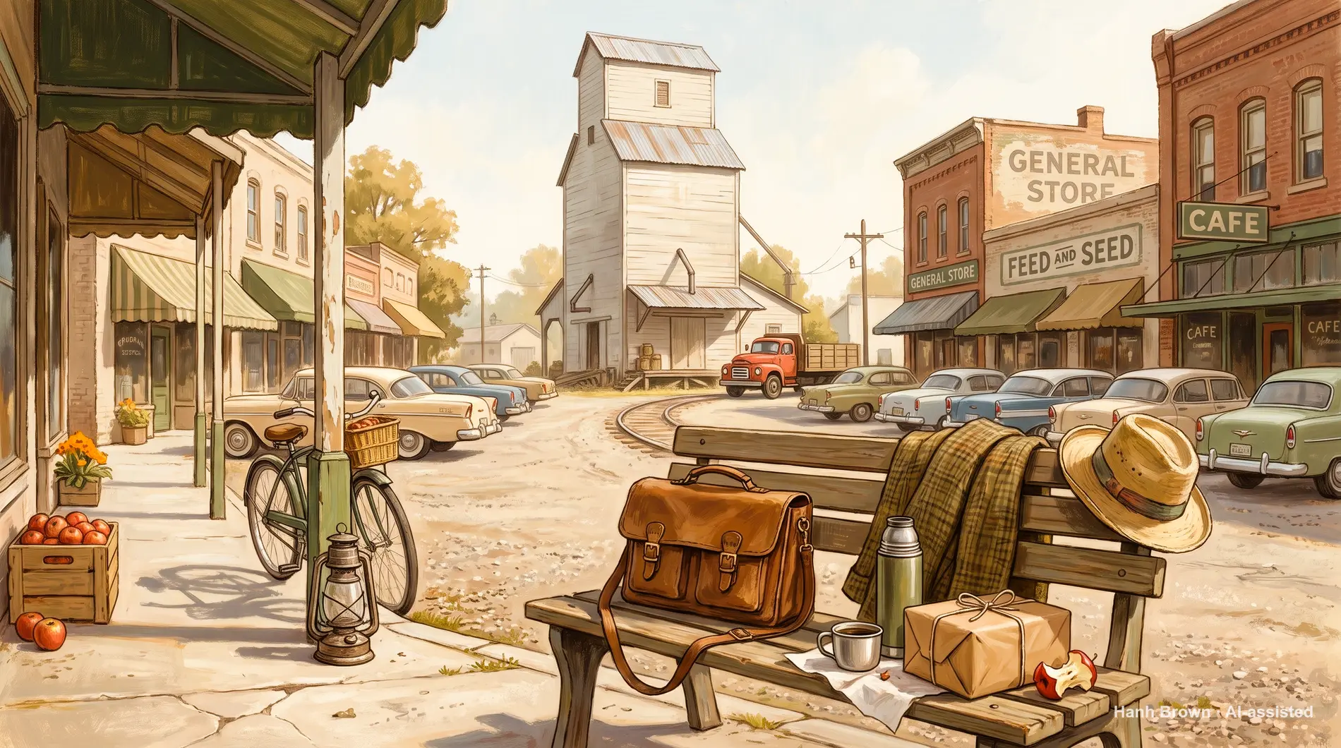 Grain elevator, painted. The painted illustration for the article What happens if I miss a Medicare premium payment
