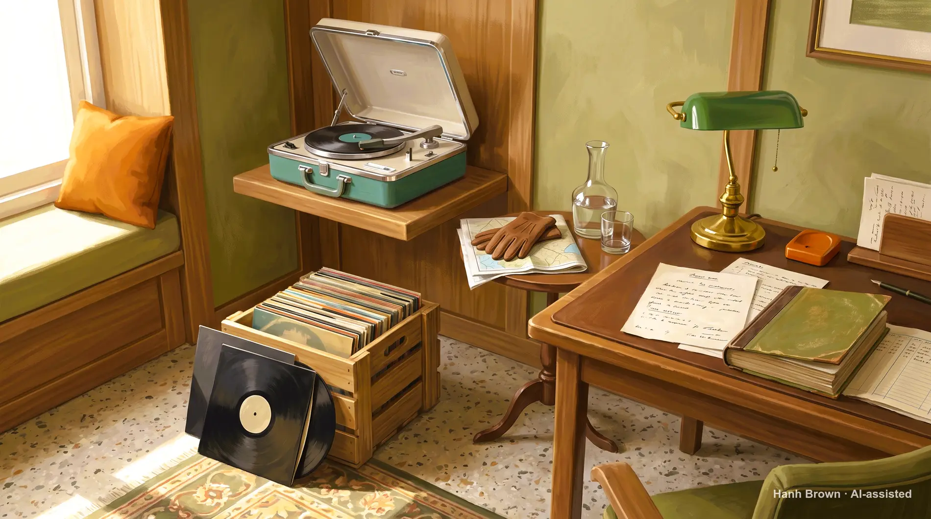 Vinyl records, painted. The painted illustration for the article Medicare With ALS